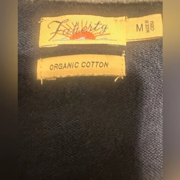 Faherty Surf Sweater Mist Stripe Organic Cotton Navy Blue Size Medium - Picture 6 of 7